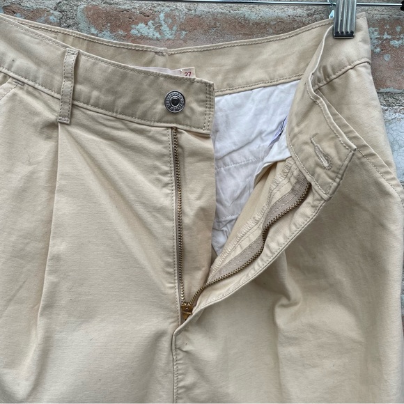 Levi’s High Loose Pants Pleated Khaki Chino Beige Tan Canvas Trousers Wide Leg - Picture 9 of 16